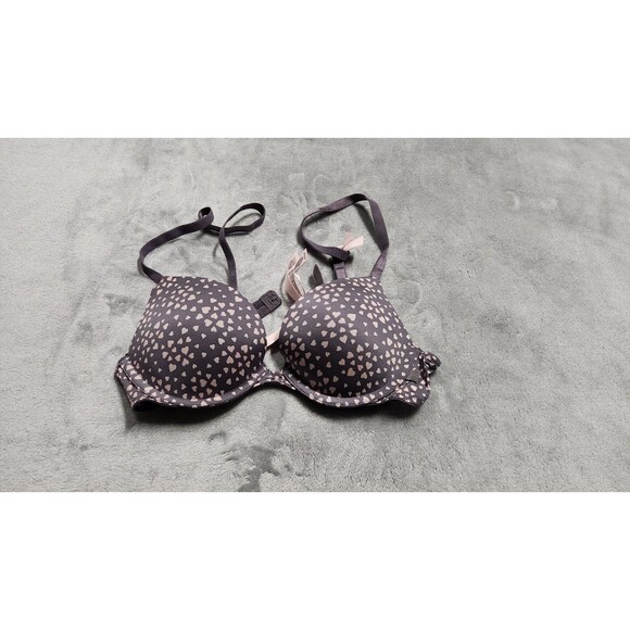 Victoria Secret Body By Victoria Push Up Bra 34A Purple Hearts - Picture 1 of 5